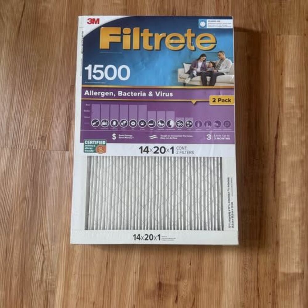 3M Filtrete 1500 Allergen, Bacteria & Virus Air Filter, 14x20x1, 2 Pack